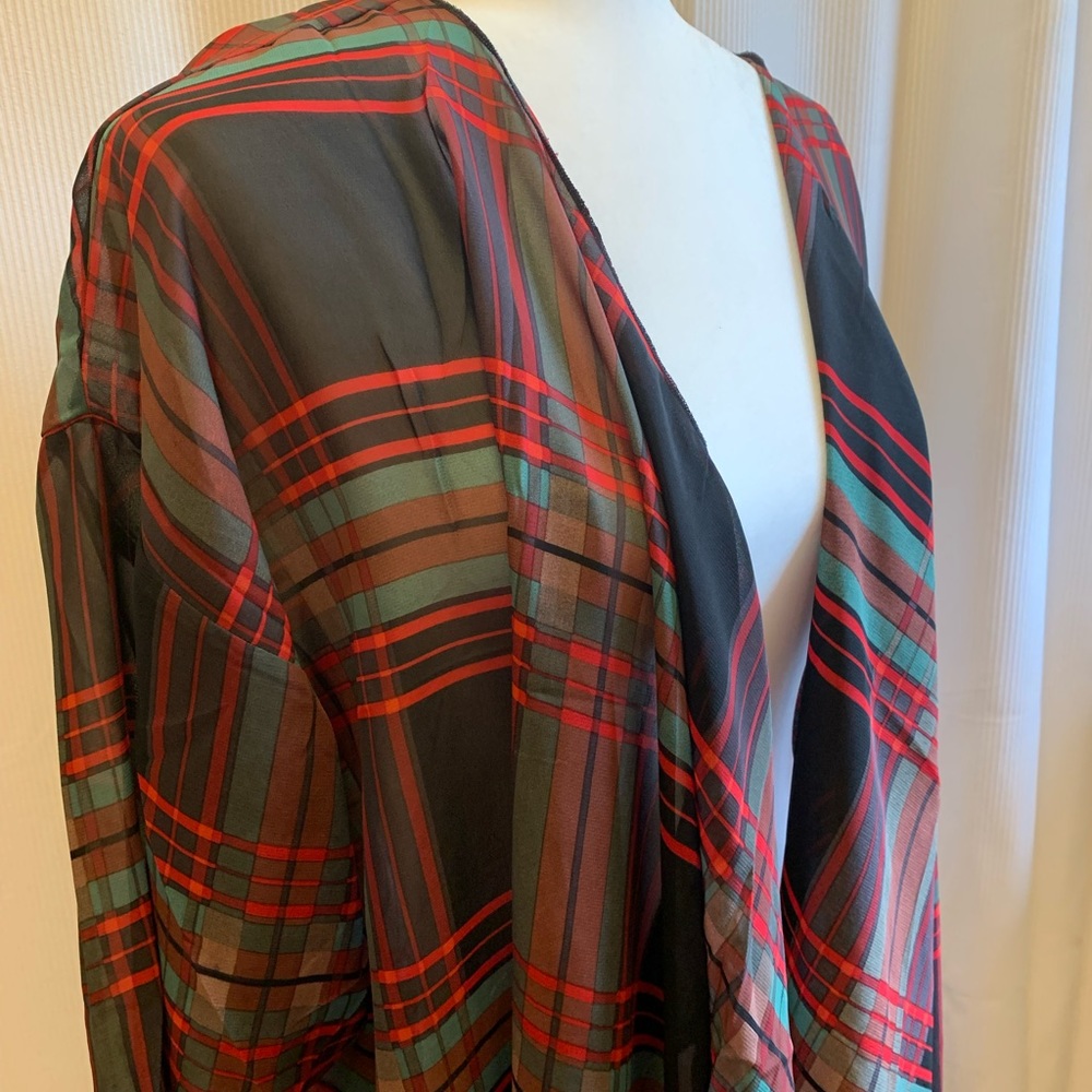 Large Plaid Lularoe Shirley Kimono Christmas